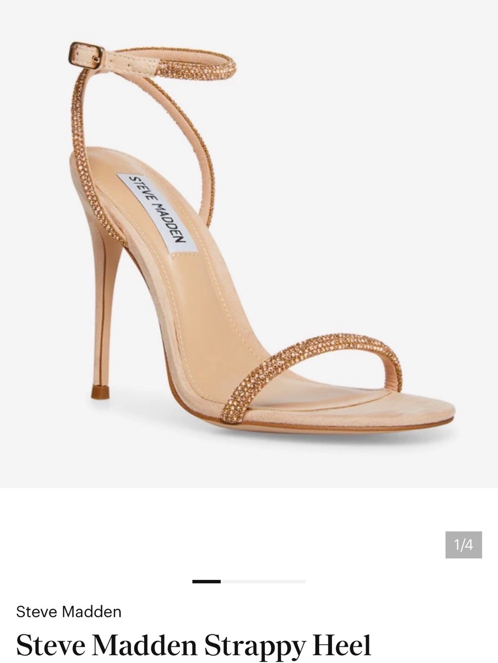 Steve Madden Rose Gold Crystal Ankle-Strap Stiletto